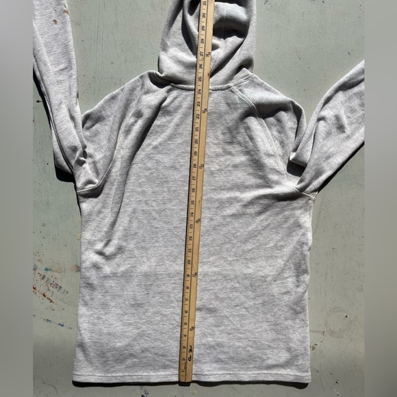 Women's TenTree Hoodie Gray Logo L Waffle-Knit Camp Hike Outdoor Climb STAINED - Picture 13 of 14